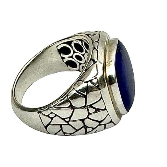 Samuel B Biru Ring Pebble Design Ring With Cushion Cut Lapis Ring Size 9 EUC - Picture 2 of 5